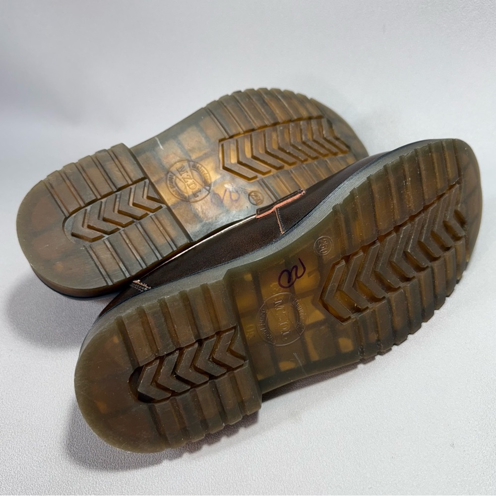 MZDL Meizudongli Brown Leather Handmade Chunky Penny Loafers NWOT - Picture 5 of 14
